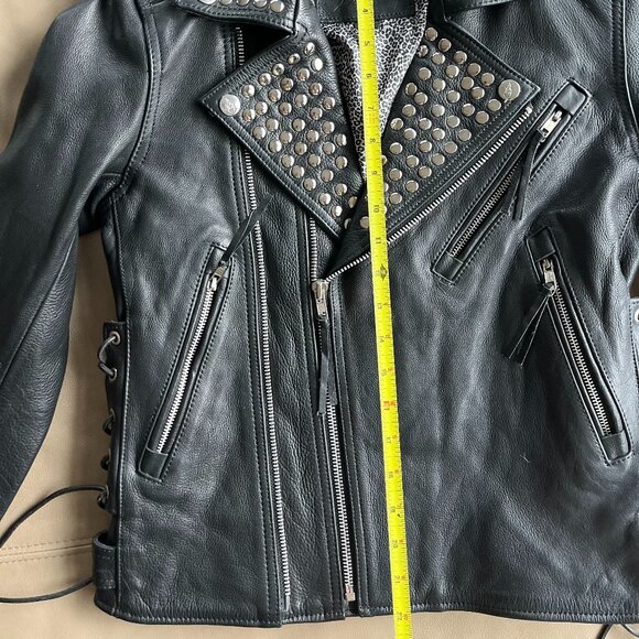 HellBabes Limited-Edition Studded Leather Motorcycle Jacket - Picture 11 of 12